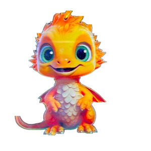 Cute Dragon Window/Car Hanger, bright color, 3” X 3” w/18” gold tone cord